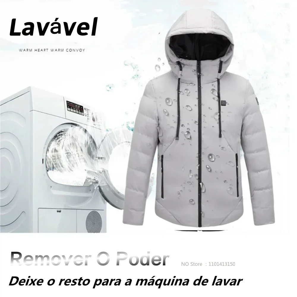 Heated Jacket Men Women Winter Ski Coat Hooded USB Electrical 11 Zone Waterproof Warm Thermal M-6XL