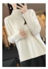 High-Necked Cashmere Sweater for Women, Autumn and Winter, 100% Cashmere, Slit, Lazy Raglan Sweater, Thickened with Soft Waxy Wo 3