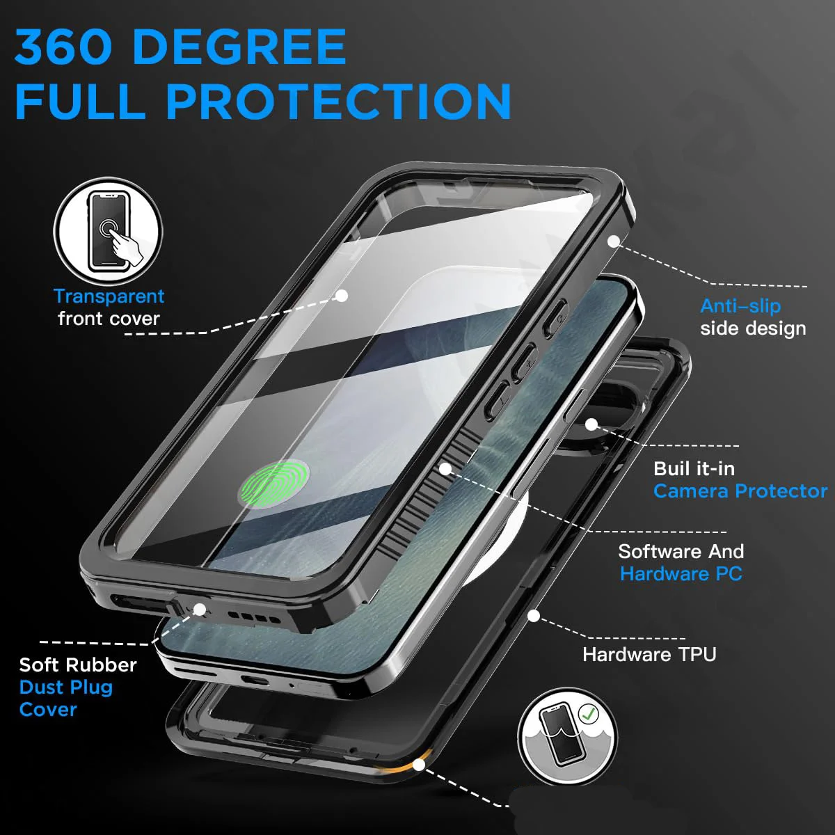 All-Inclusive Heavy Duty Metal Protection Case with Folding Kickstand