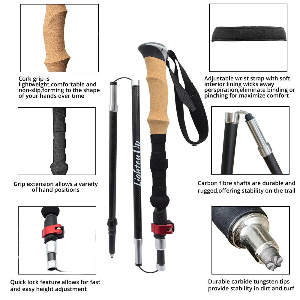 1/2Pcs Folding Walking Poles 4-sections Rod Cane for Sitting EVA+Cork Handle Walking Sticks Canes Hiking Stick 등산스틱 Pole 등산용품