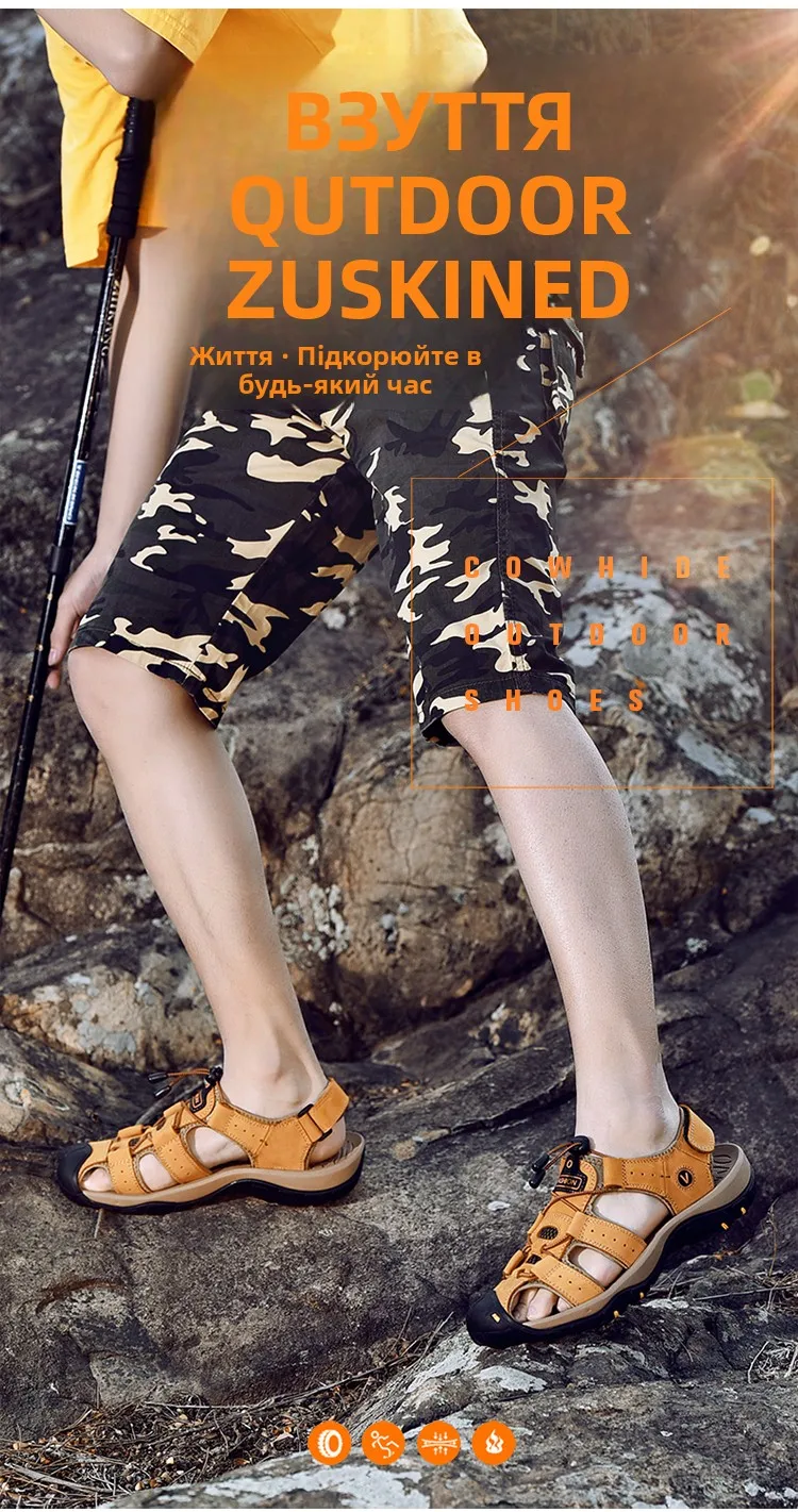 Protectcamel Genuine Leather Sandals Men Outdoor Sports - Uniqwear