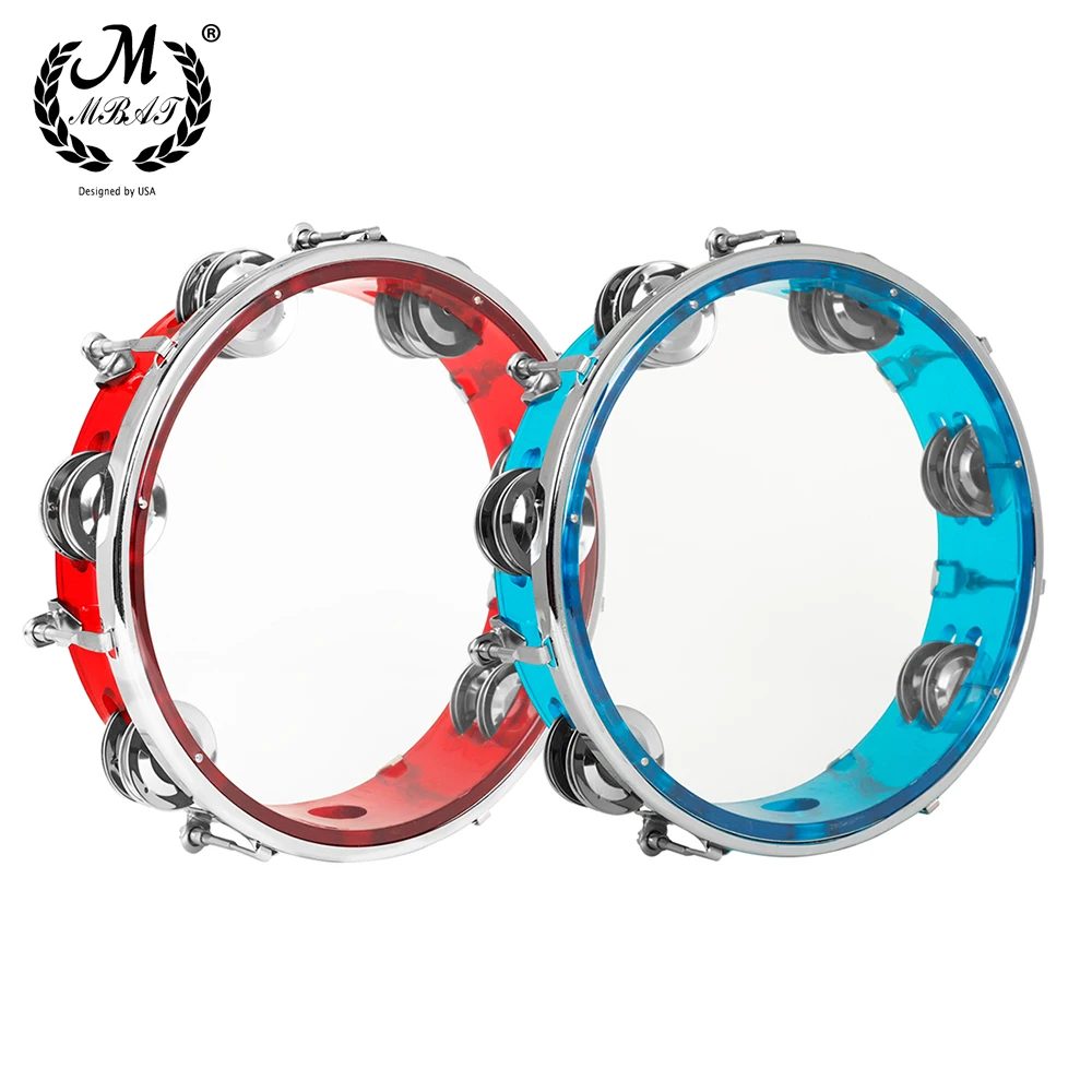 8 Inch M MBAT Hand Drum Tambourine Double Row Self-Tuning Tone Jingles Bell Musical Educational Toys Gifts Percussion Instrument