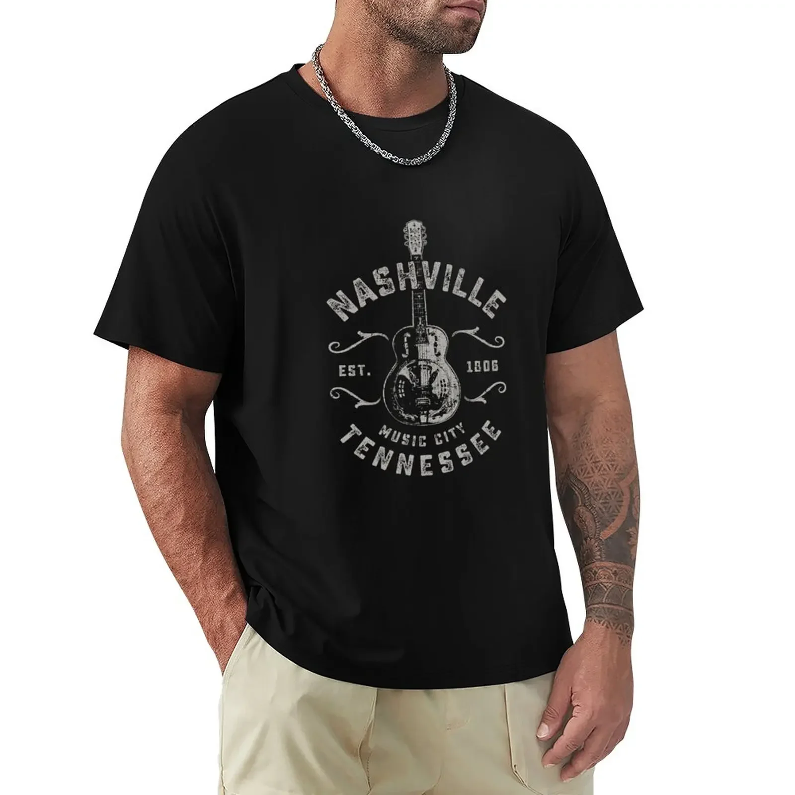 

Nashville Music City Usa Vintage T-Shirt plus size tops customizeds t shirts men tees sweat heavy weight t shirts for men