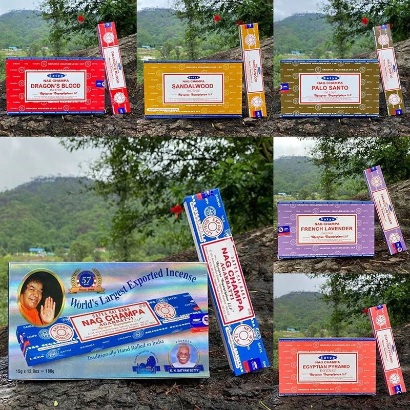 5BOX NAG Champa Indian Incense Collection Satya Handmade Sticks with Six Flavors Refreshing Medicinal Aromas for Home Meditation