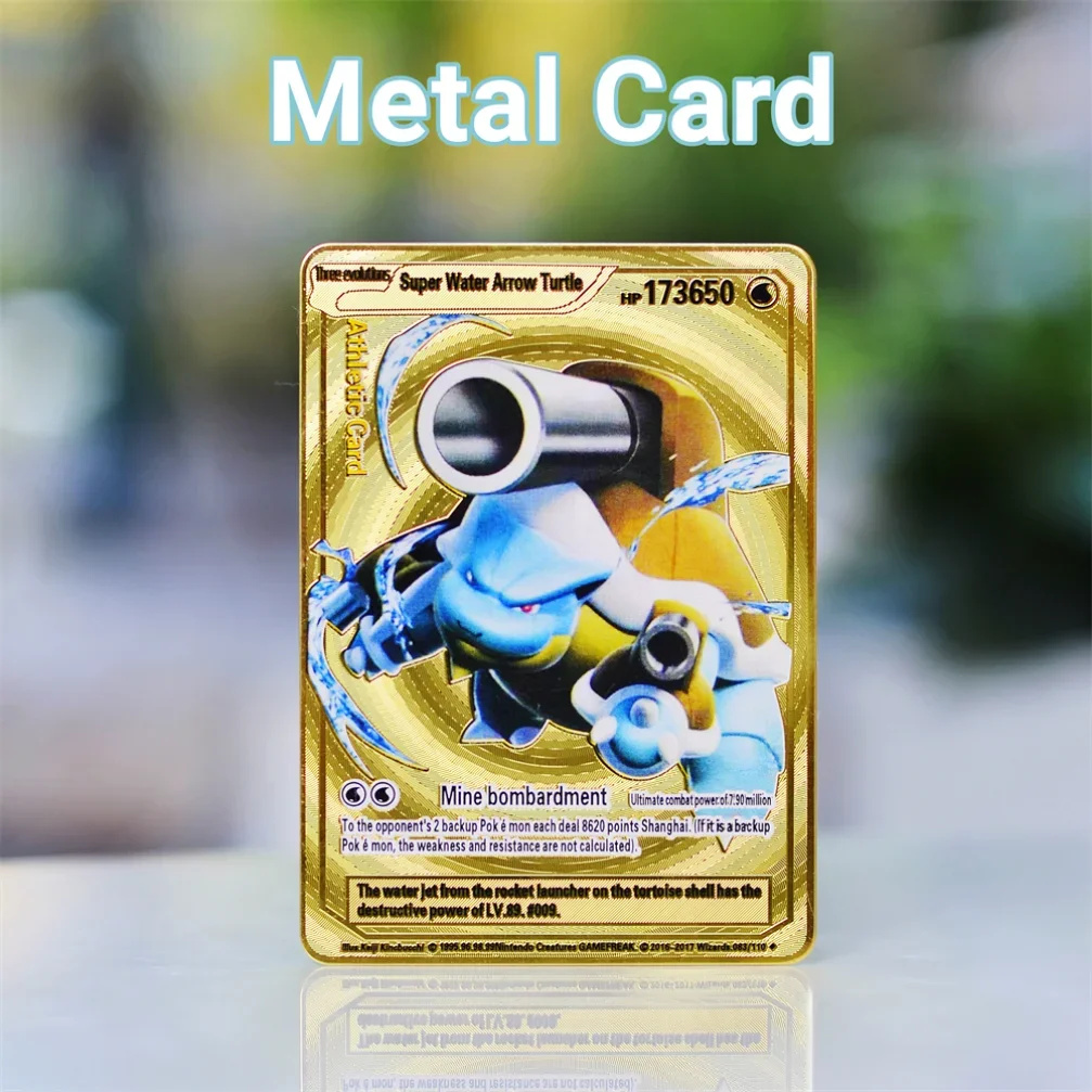 5pcs Pokemon Iron Cards Vmax Metal Pokemon Letters Pikachu Mewtwo