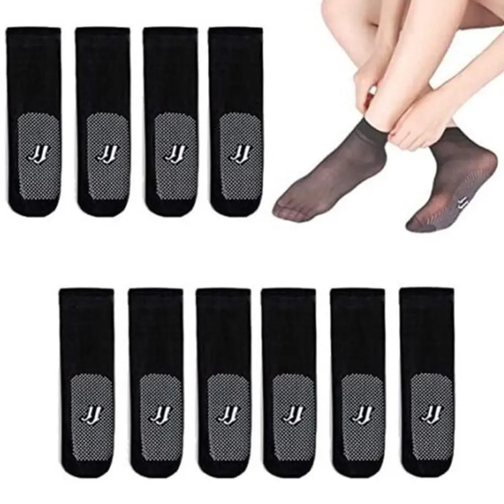 5Pair High Quality Dotted Rubber Slip-resistant Short Stockings Silk Sheer Ankle Socks Non-marking Invisible Crystal Silk Socks