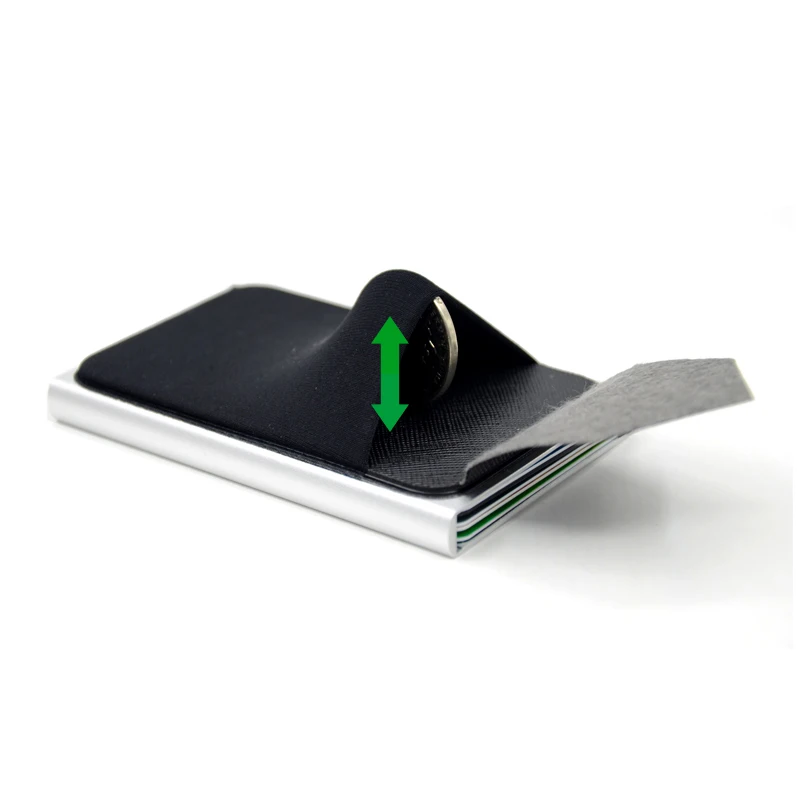 YUECIMIE Slim Aluminum Wallet With Elasticity Back Pouch ID Credit Card Holder Mini RFID Wallet Automatic Pop up Bank Card Case 3