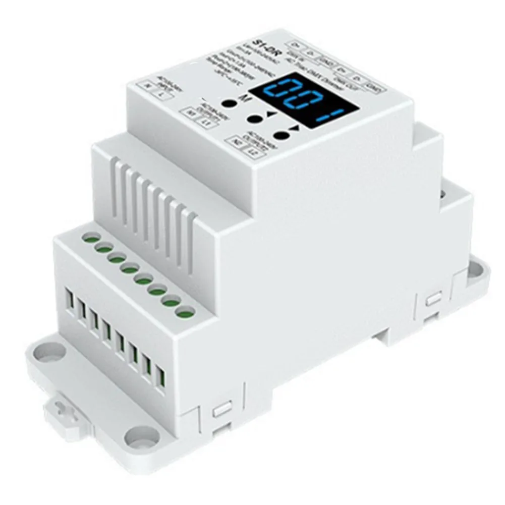 DMX용 L62A 트라이액 디머 2Chx1.5A AC 위상 절단 LED 디머 컨트롤러 DMX512 2CH 출력 DIN 레일용