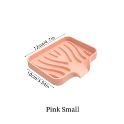 Silicone Anti-Slip Soap Tray with Drainage (Pink Small)