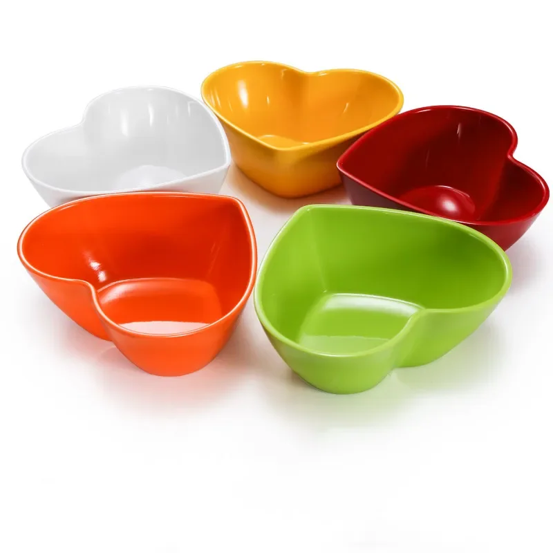 Colored Melamine Plates, Plastic Plates, Love Bowls, Breakfast Restaurant Snack Pasta Fruit Salad Bowls