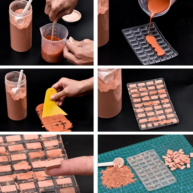 Mini Silicone Mold Mini Small Brick Brick Mold Sand Table Construction Making Mini Silicone Mold Cement Model Small House Handmade Diy