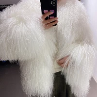 YOLOAgain Women's Real Mongolia Sheep Fur Jacket Dark Brown Sheep Fur Jacket 2
