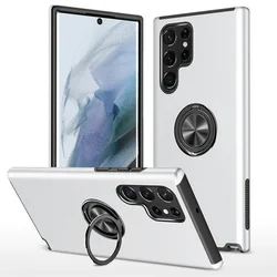 Universal Ring Holder Phone Case with Enhanced Grip and Protection - Galaxy S22 Plus (White)