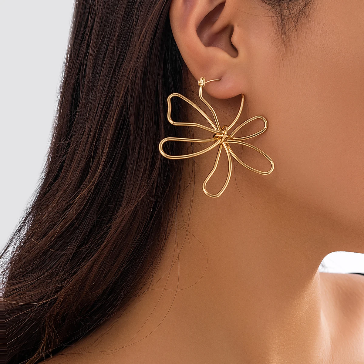 Boucles D'oreilles Pendantes Plaqué Or 18 Carats - Forme Irrégulière Ajourée - Marque Tata Gisèle - Neuf Avec étiquettes