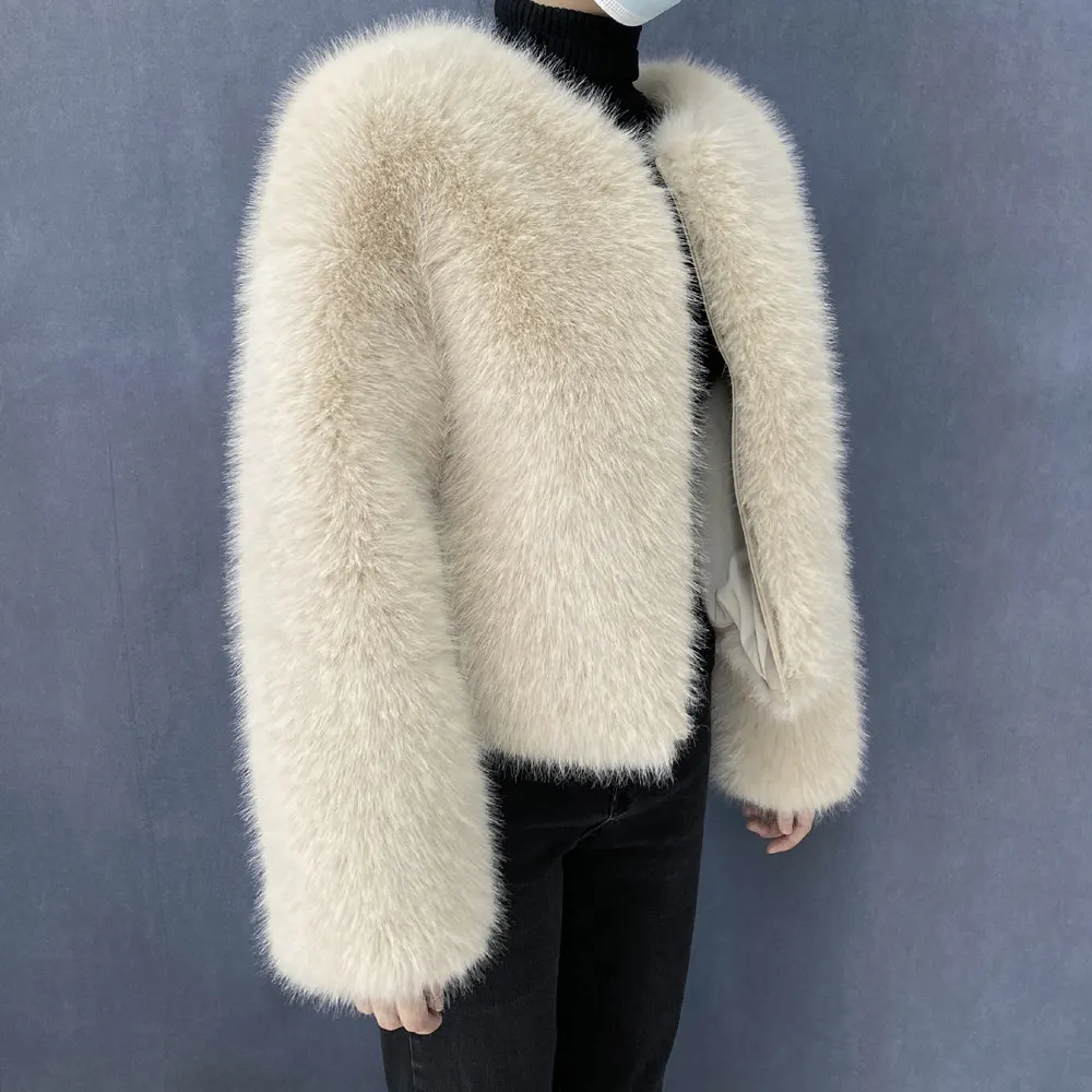 Street Fashion Luxury Faux Fur Coat Women Winter 2023 Hot Cool Girls Fluffy Short Fur Fox Jacket 4