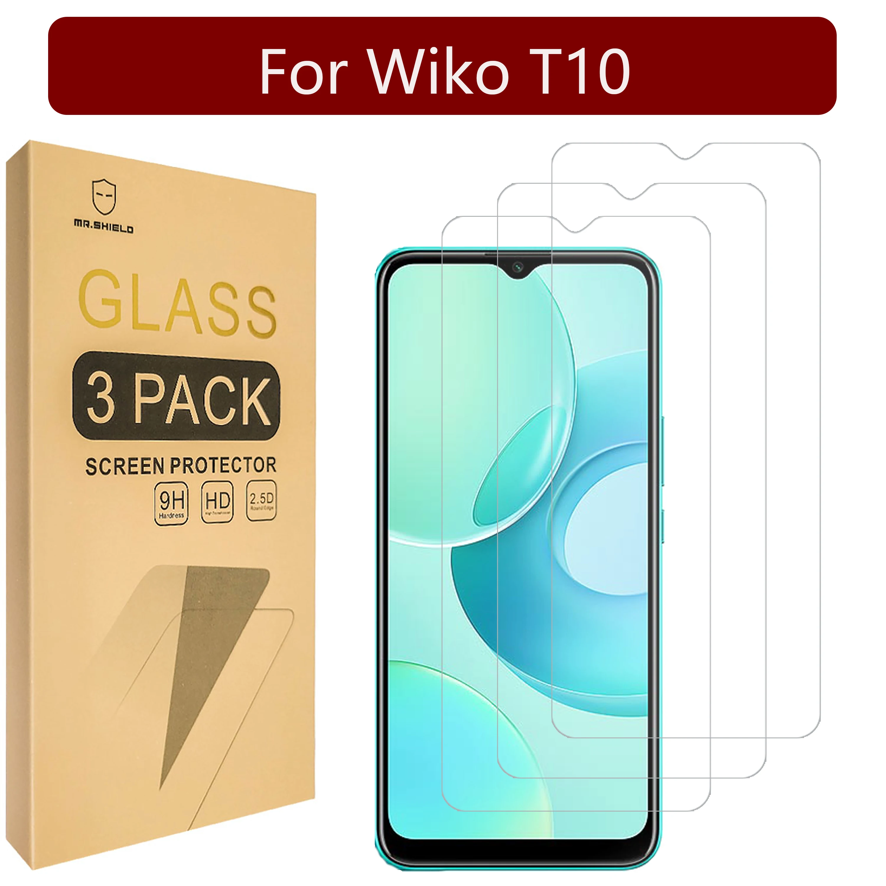 

Mr.Shield Screen Protector For Wiko T10 [3-Pack] [Tempered Glass] [Japan Glass with 9H Hardness] Screen Protector with Lifetime