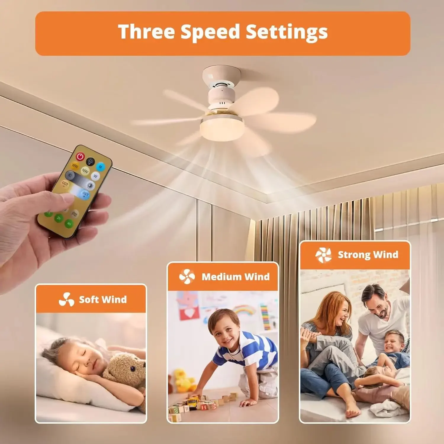 Household detachable fan blades, small fan, restaurant bedroom, intelligent remote control ceiling fan, wind and light adjustmen 4