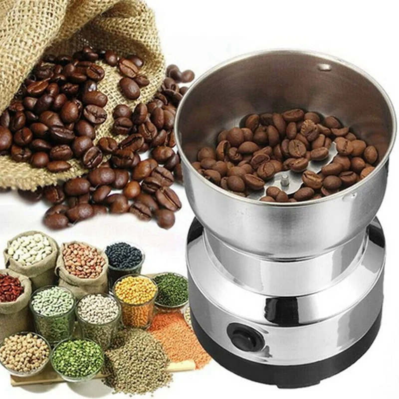 1 Piece Coffee Grinder Electric Portabl Bean Grinding Machine Stainless Kitchen Grain Chopper EU Plug