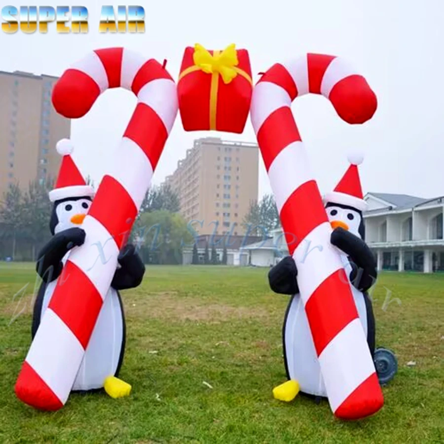 

Hot Sale Christmas decoration Inflatable Christmas Candy Cane Arch use on Advertising for Party and Event