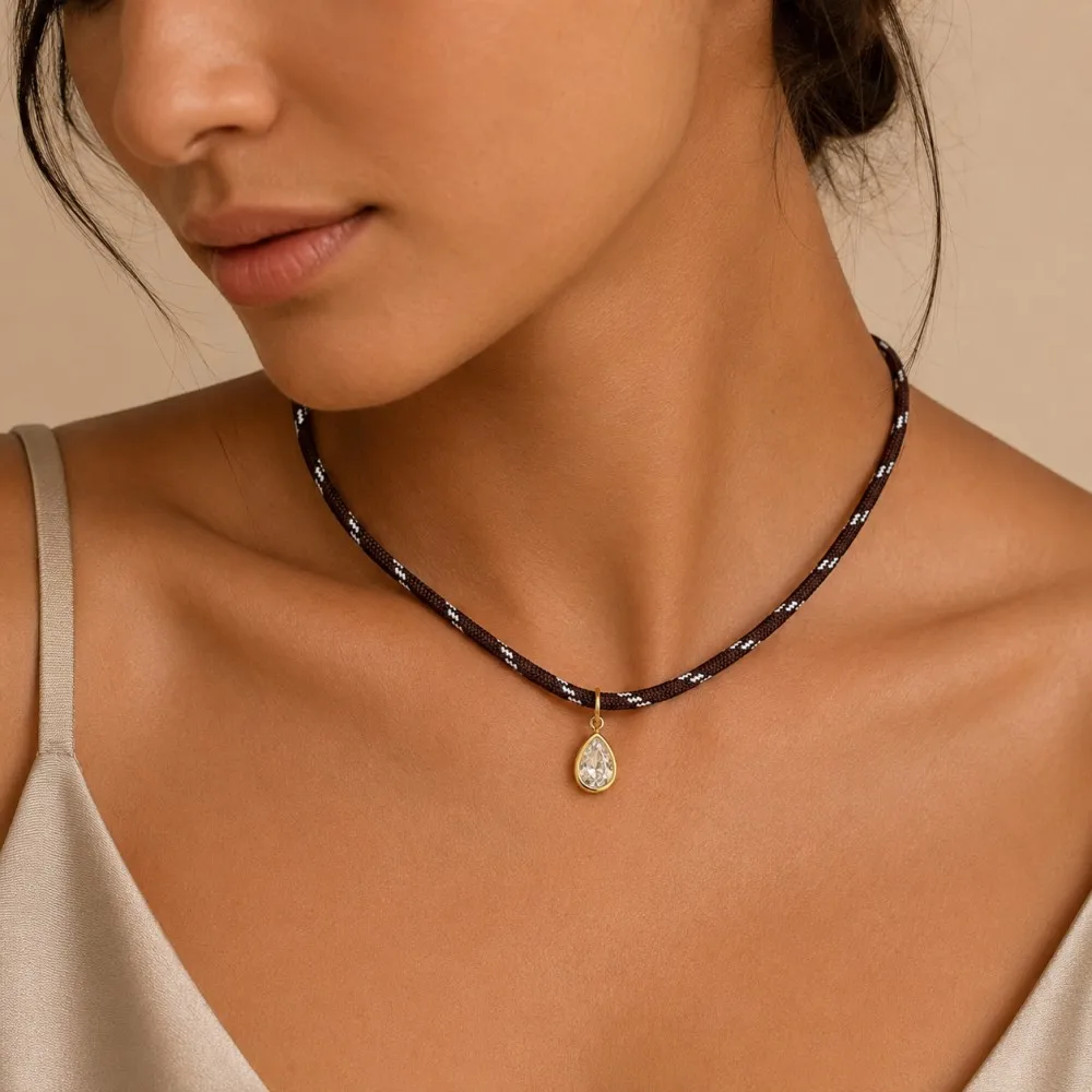Vibrant Bohemian Zircon Water Droplet Necklace