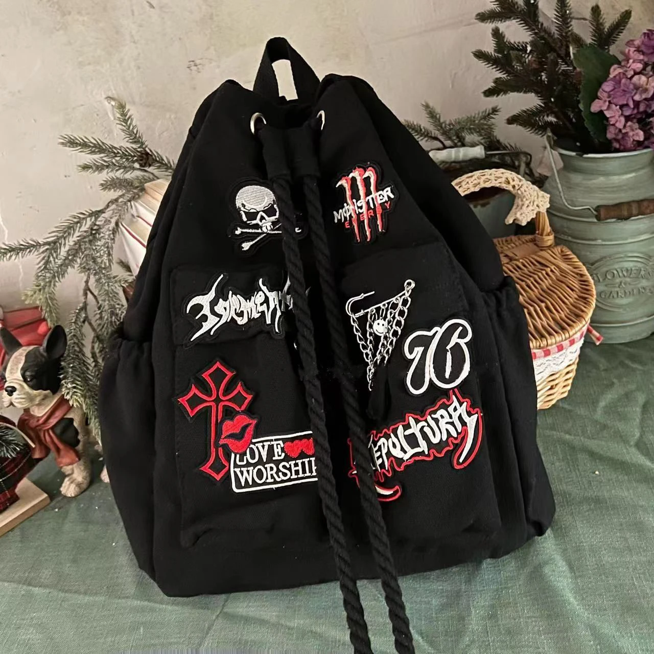 Richme Y2K Women Backpacks Fashion 2024 Unisex Gothic Large Capacity Mochila Casual Subculture Letter Patchwork Bolso Mujer