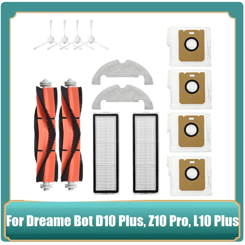 

Аксессуары для робота-пылесоса Dreame Bot D10 Plus RLS3D/Z10 Pro/L10 Plus, основная боковая щетка, фильтр, мешок для швабры, 14 шт.