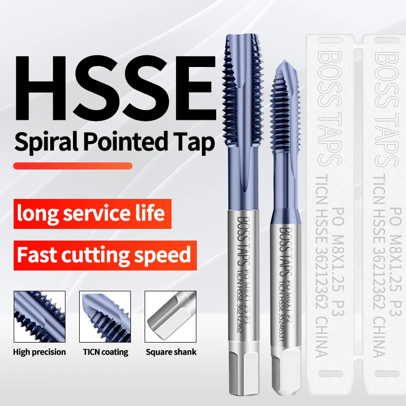 HSSE-M35 JIS Standard Spiral Pointed Tap M1 M1.2 M1.6 M1.4 M2 M3 M4 M5 M6 M8 M10 M12 - M24 Machine S