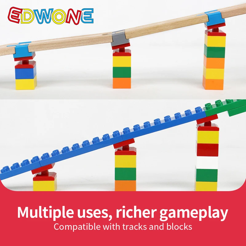 5/10pcs Wooden Track Connectors Universal Slope Building Blocks Connection Adapters fit for Brand Wooden Train Tracks Toys 6