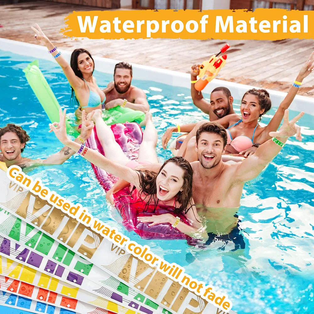 100Pcs/Set VIP Wristbands For Events Waterproof VIP Wristbands Neon Colored For Concert Party Amusement Parks