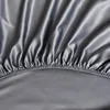 Luxury Satin Fitted Sheet Embroidered Solid Color Mattress Cover with Elastic Band Bed Sheet Bed Linen High-end Rayon Bedsheet 4