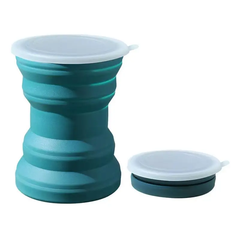 Heat Resistant Foldable Mug with Lid Collapsible Travel Drinking Cups Camping Portable Silicone Folding Water Cup