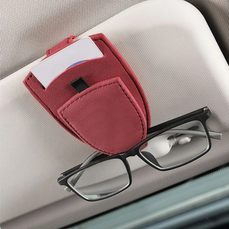 Suede Car Styling Glasses Storage Clip Sun Visor Card Ticket Holder For