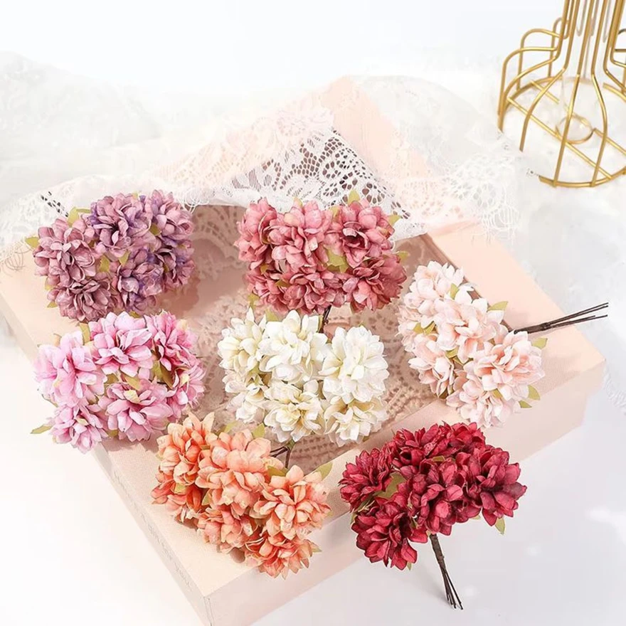 Künstliche Blumen Seide Nelke Mini Bouquet Outdoor Garten Hochzeit Girlande Hause Vase Tisch Dekor Sammelalbum Braut Ornamente