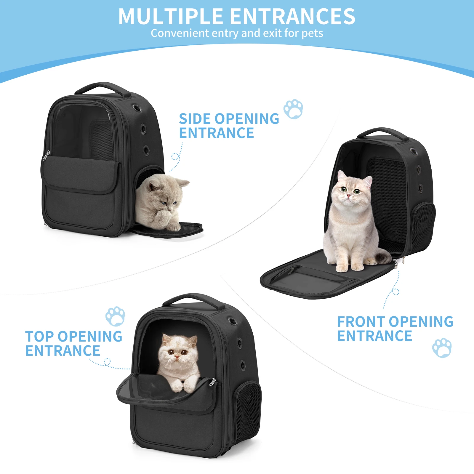 Cat Dog Pet Transport Backpack with Clear Mesh, Pet Cat Transport Box Cat Backpack Pet Bag Up to 7kg Backpack Carrying Backpack