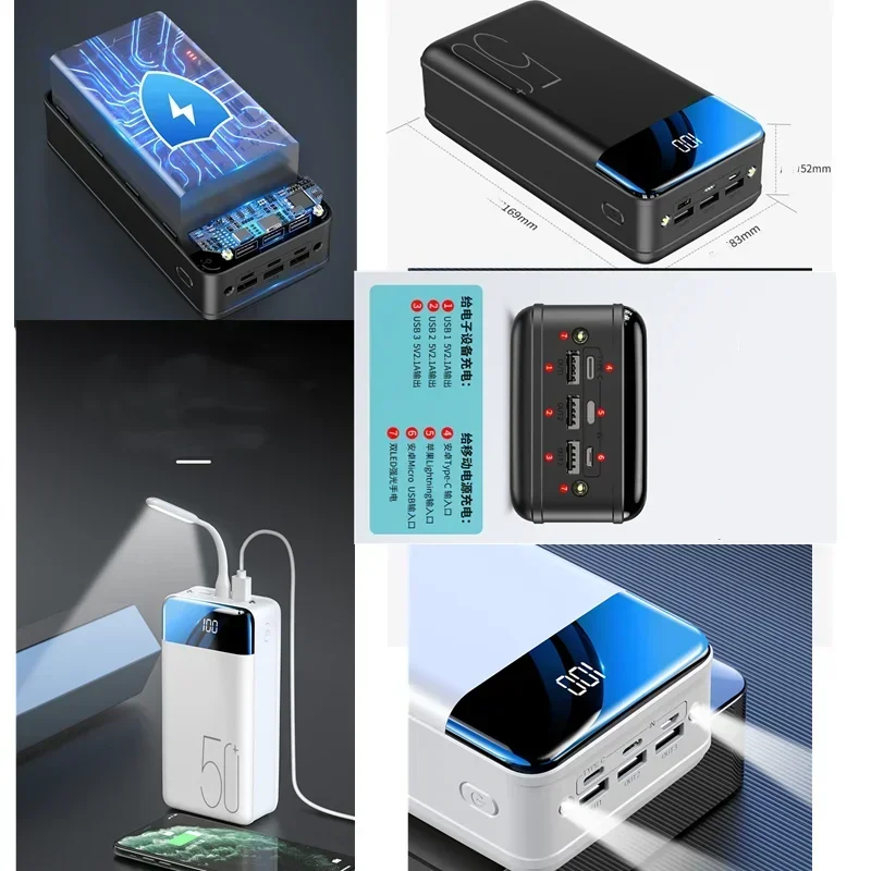 대용량 보조배터리 고속 충전 모바일 전원 공급 장치, 일반 5V 2.1A, 100000/98000 MAh, 무료 배송