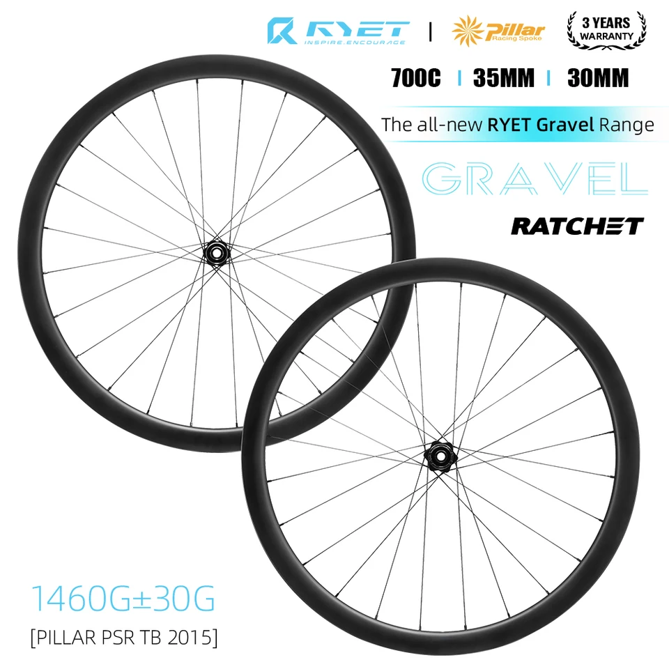 Ruet-ディスクブレーキ付き700cカーボンホイールセット,チューブレス