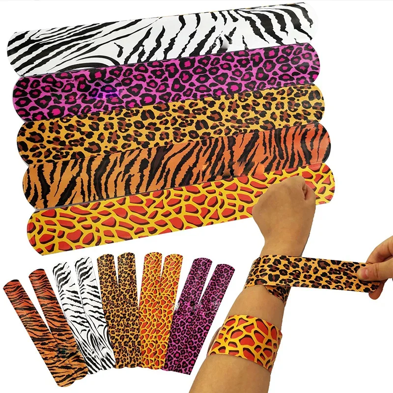 ChildrensCreativeAnimalPrintSlapBraceletsLeopardTigerGiraffePatternWoodlandTheme