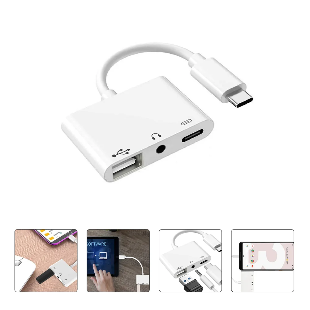 전문 C타입 헤드폰 어댑터, 노트북 전화 어댑터, 다기능 이어폰, USB 2.0, 충전, 3.5mm 조명