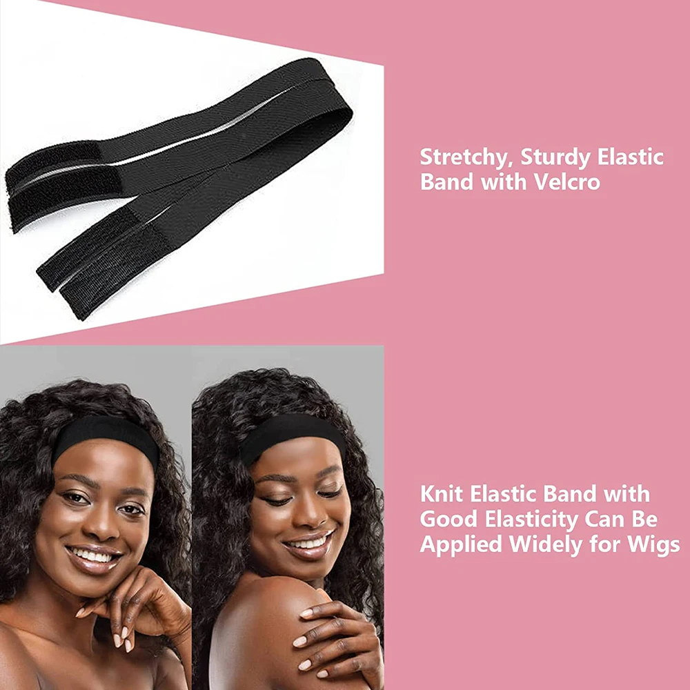 3pcs Elastic Band For Wigs Edges Lace Melting Bands Edge Laying Scarf Adjustable  Wig Bands With Velcr, Non Slp, Thick Comfortable Durable