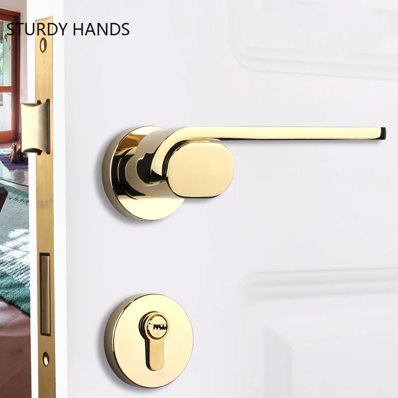 Light Luxury Zinc Alloy Indoor Door Locks Bedroom Mute Security Door Handle  Lock Home High Quality Hardware Accessories