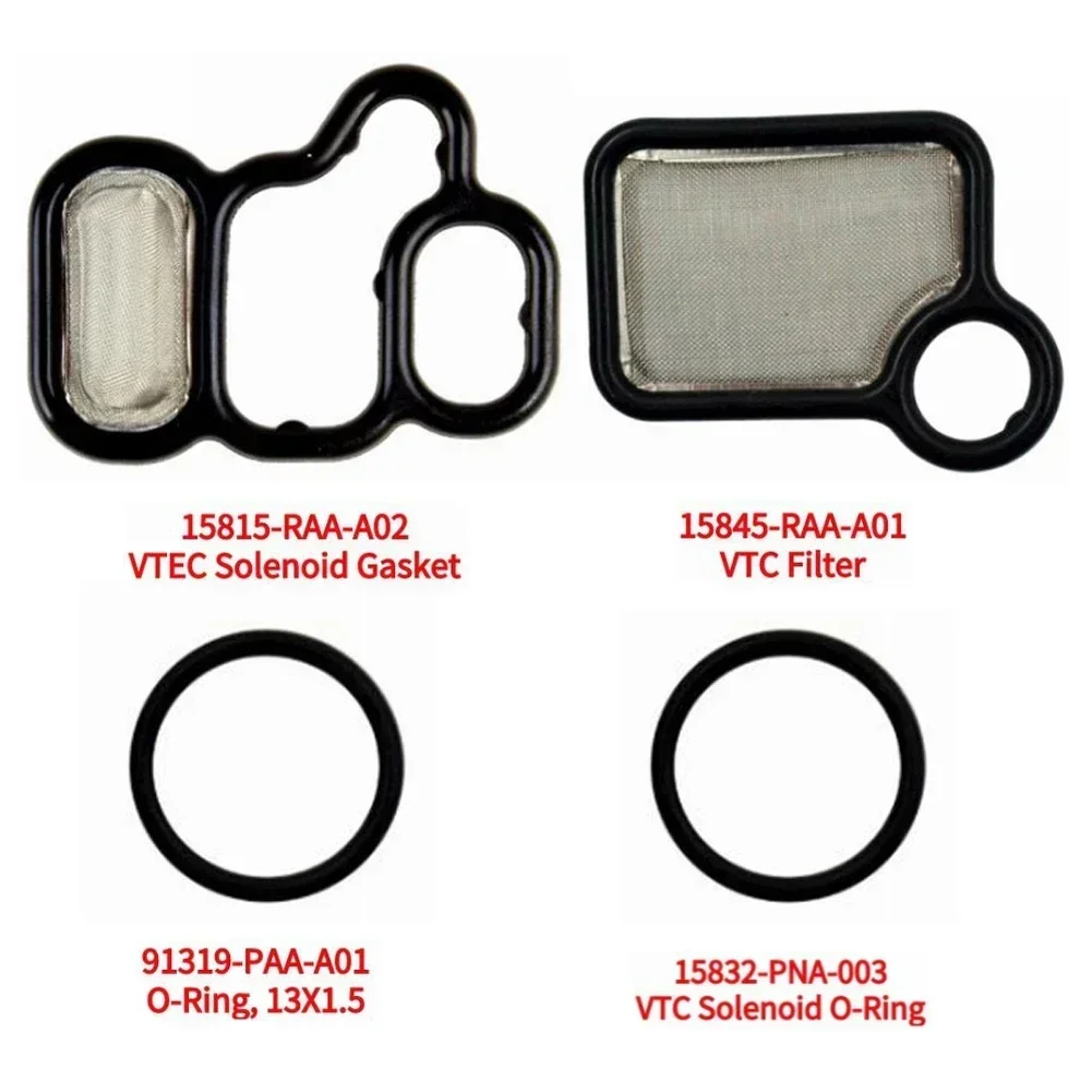 4Pcs/Set VTEC solenoid spool valve gasket kit for 03-07 Motorbike Civic Element 15815-RAA-A02, 91319-PAA-A01, 15845-RAA-A01