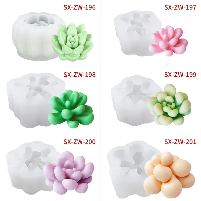 Simulation Succulent Plants Silicone Mold 3D Scented Plaster Candle Mold Soft Candy Chocolate Cake Stencil Handmade Soap Making