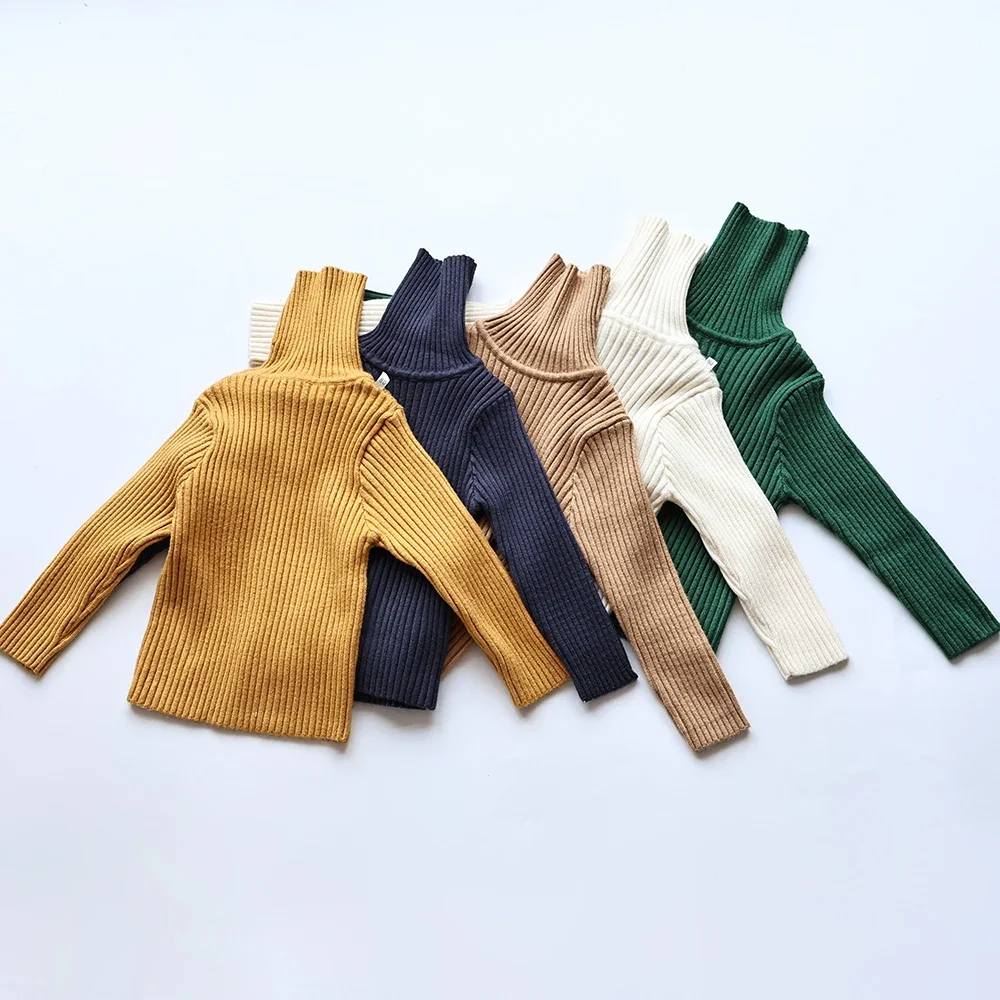 Soft Knit Unisex Kids Sweater Multi Color Turtleneck Pullover