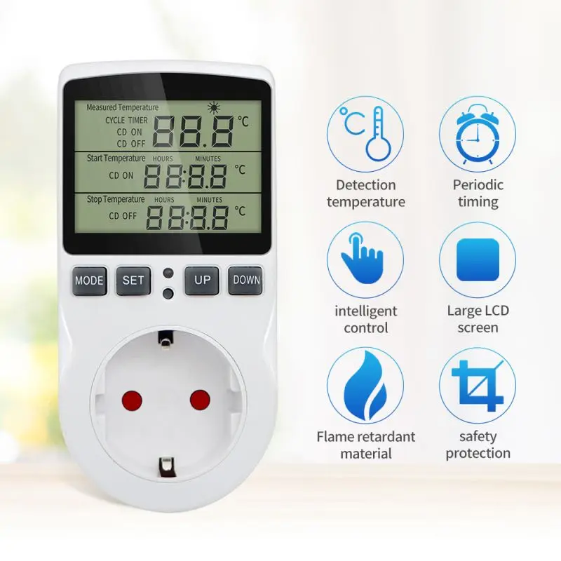 

EU/US/FR/BR Timer Socket Thermostat Digital Temperature Controller Socket Outlet With Timer Switch Sensor Probe Heating Cooling
