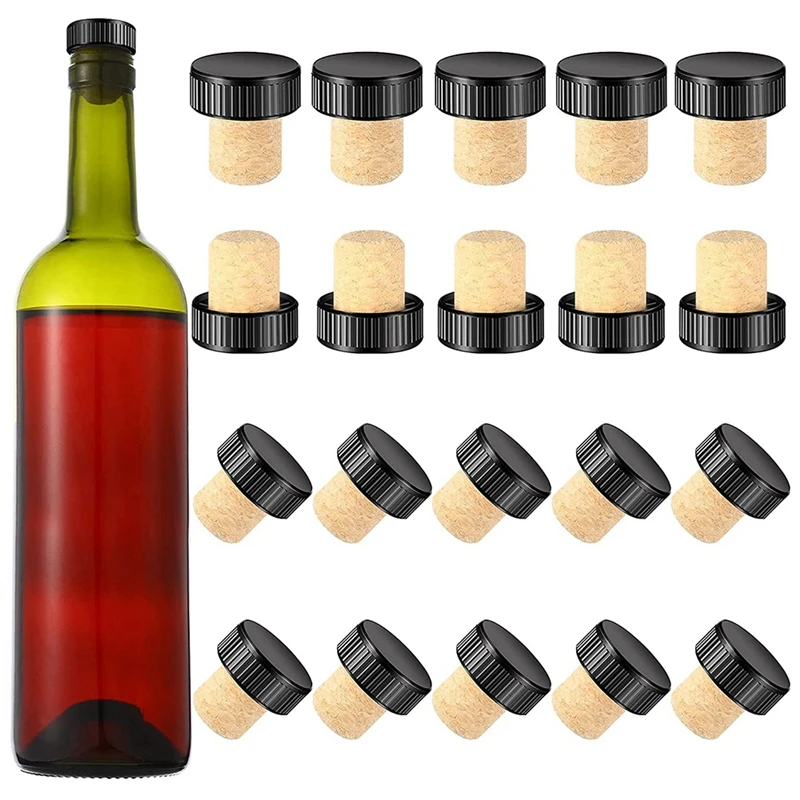 Tapones de corcho para botellas de vino, tapones degustación en forma de T con tapa madera, prácticos, piezas|Fundas de botellas de vino| - AliExpress