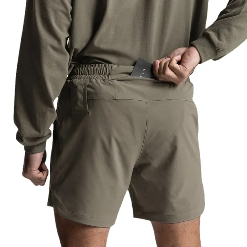 Men's Sport Quick Dry Loose Training Fitness Five-Quarter Shorts Single Layer Patchwork Basketball Gym Running Sweatpants
