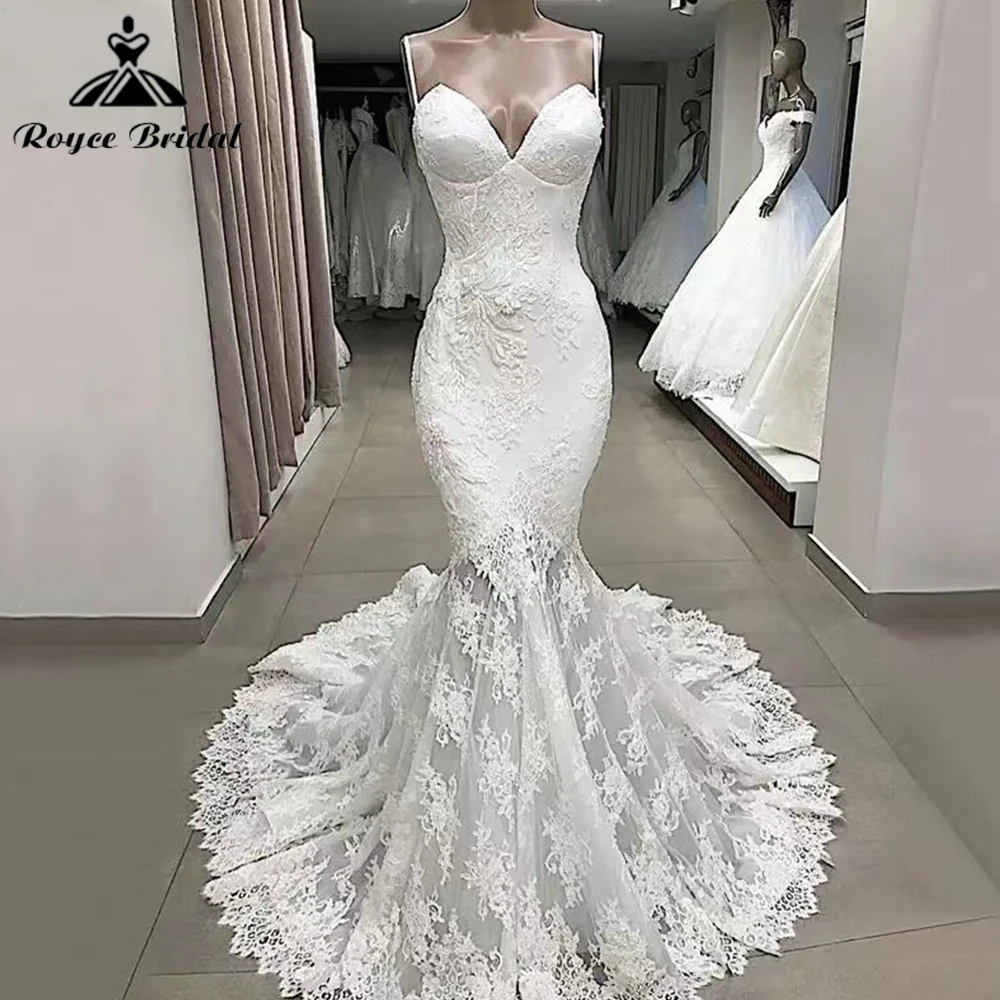 

Bohemian Vintage Beach Wedding Dress 2023 Sexy Mermaid Spaghetti Strap Lace Off White Elegant Trumpet Bridal Wedding Gowns
