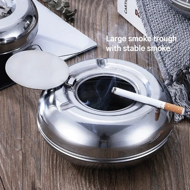 Stainless Steel Modern Tabletop Ashtray With Lid, Cigarette Ashtray For  Indoor Or Outdoor Use, Desktop Smoking Ash Tray For Home Office Decoration