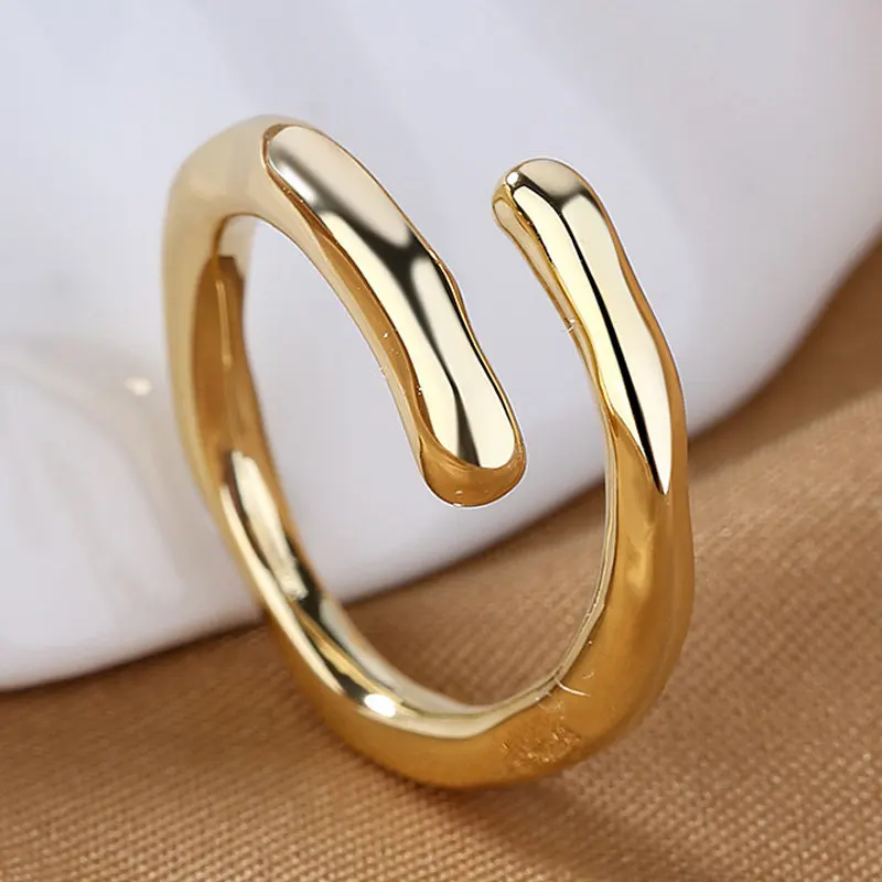 

S925 Sterling Silver Ring Simple Gold / Silver Branch Open Ring For Women Fashion Wedding Birthday Gift Jewelry