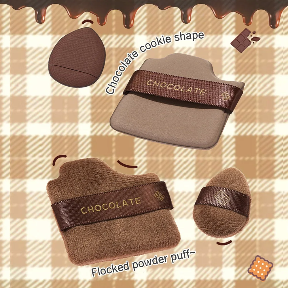 Nut Powder Puff Set Sponge Dry and Wet Dual-Use Leather Surface Flocking Makeup Puff Soft Skin-friendly Air Cushion 6 PCS GECOMO